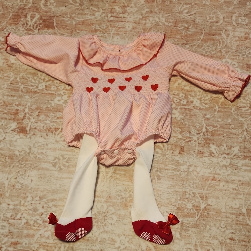 Pink Heart Valentine Baby Set